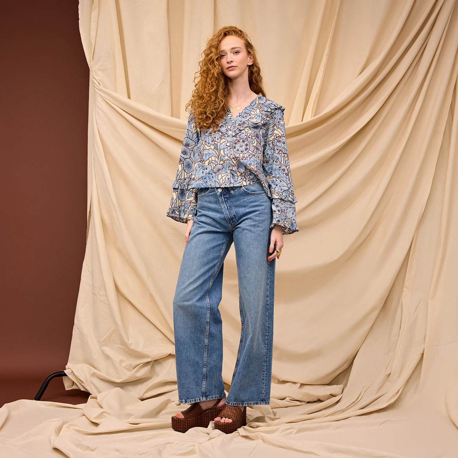 Lucia Frill Blouse - Cerulean - Image 4