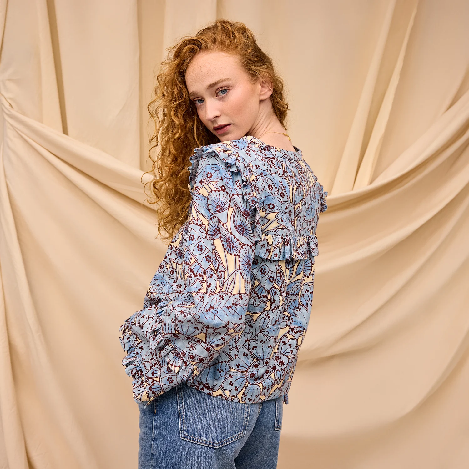 Lucia Frill Blouse - Cerulean - Image 5