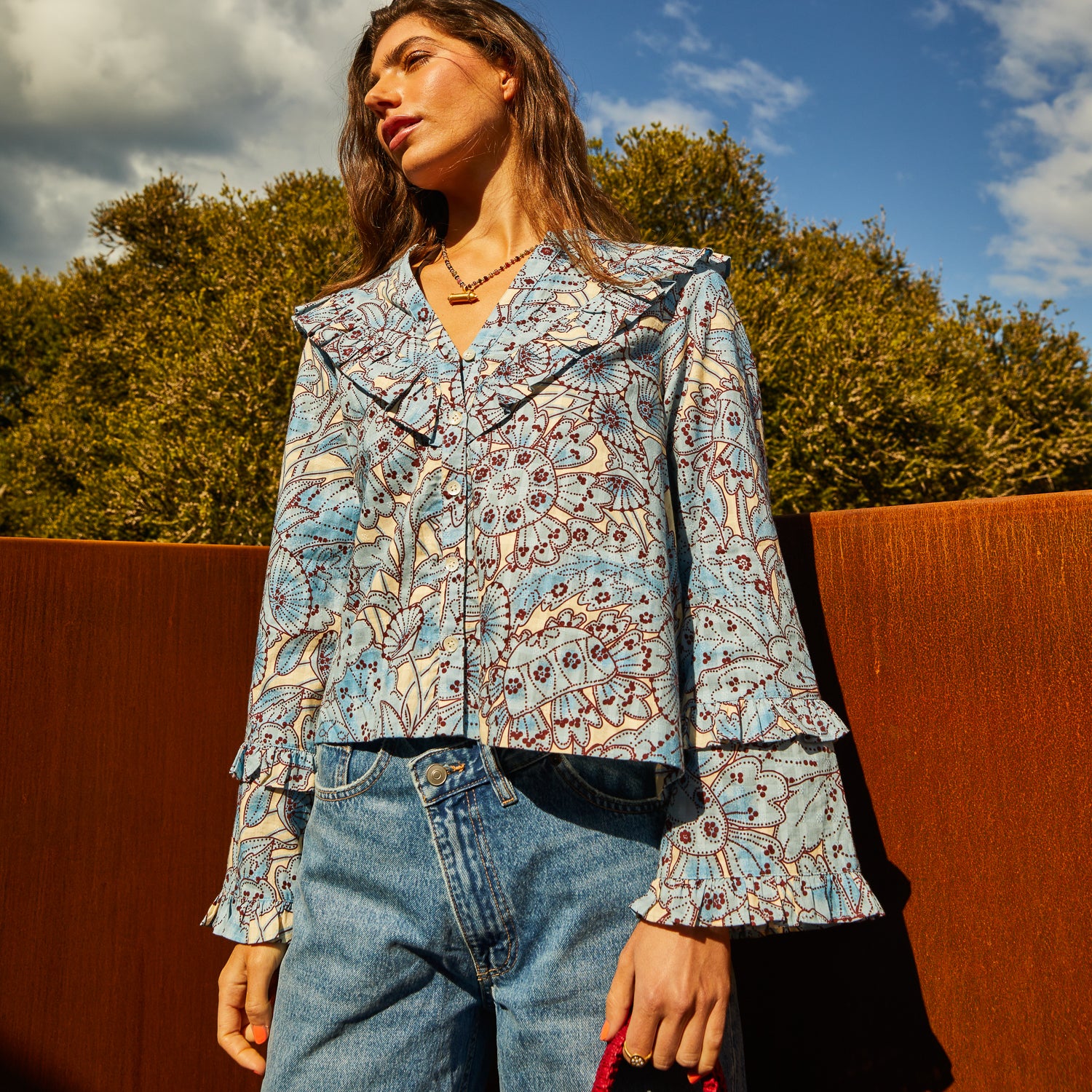 Lucia Frill Blouse - Cerulean - Image 9