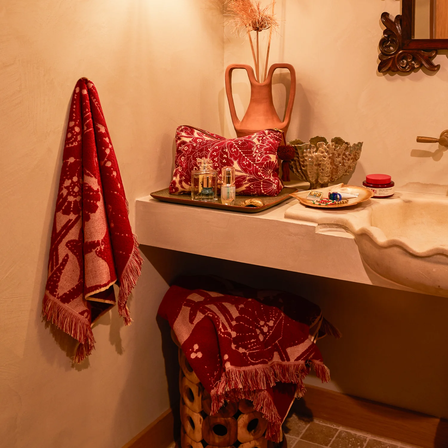 Lucia Hand Towel - Crimson - Image 2