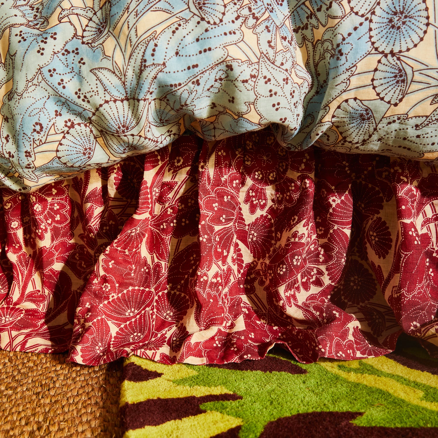 Lucia Linen Ruffle Valance - Crimson - Image 2
