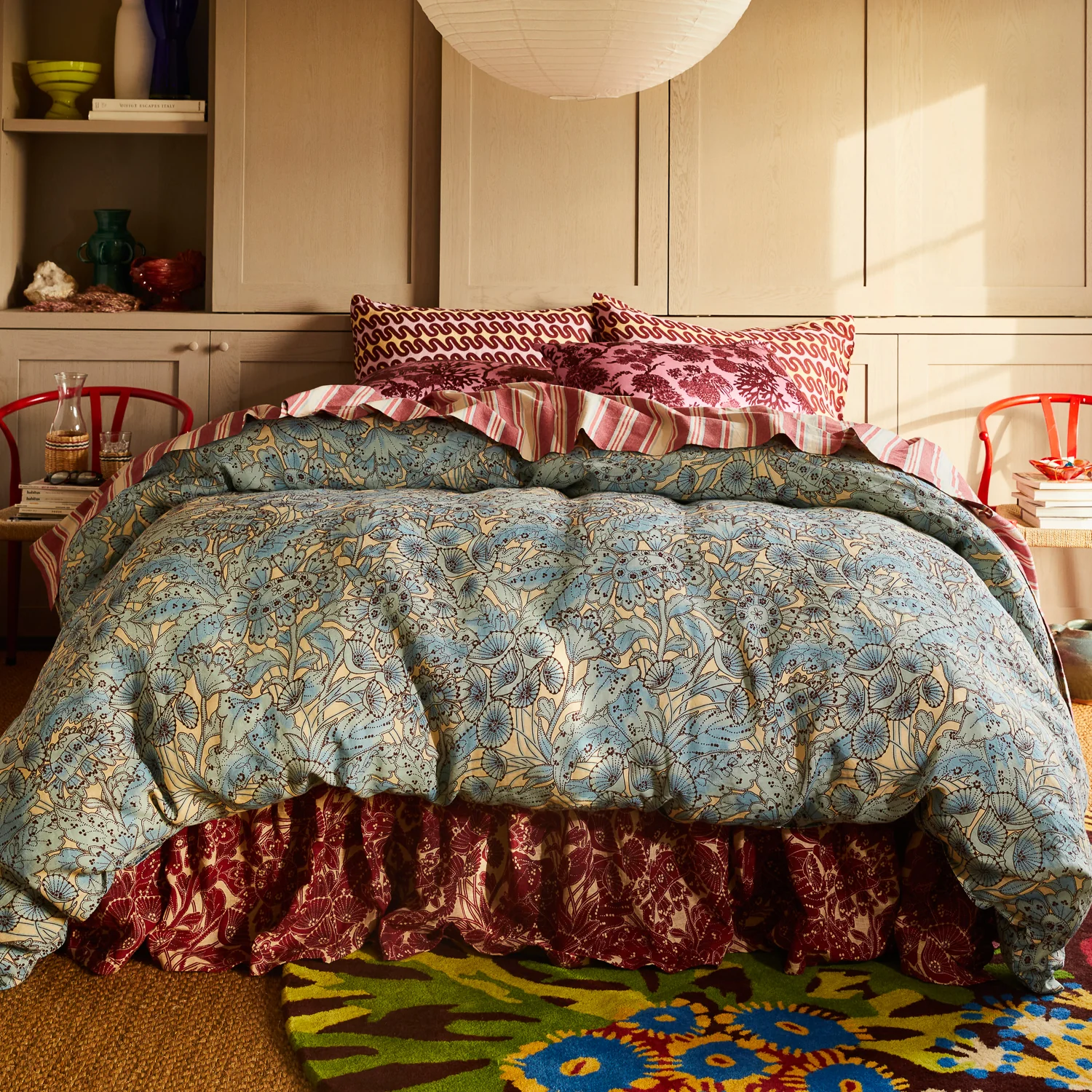 Lucia Linen Ruffle Valance - Crimson - Image 3