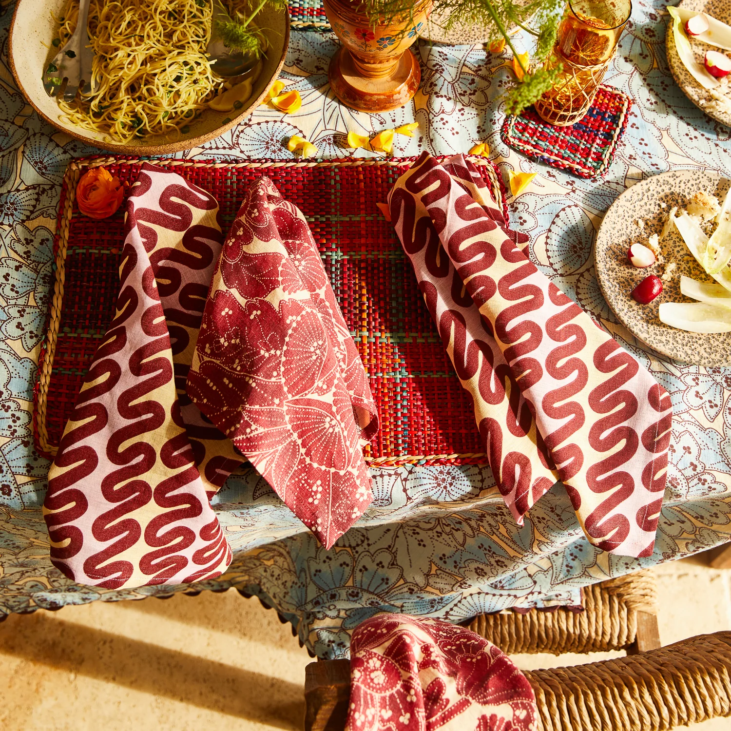 Lucia Napkin Set - Crimson - Image 2