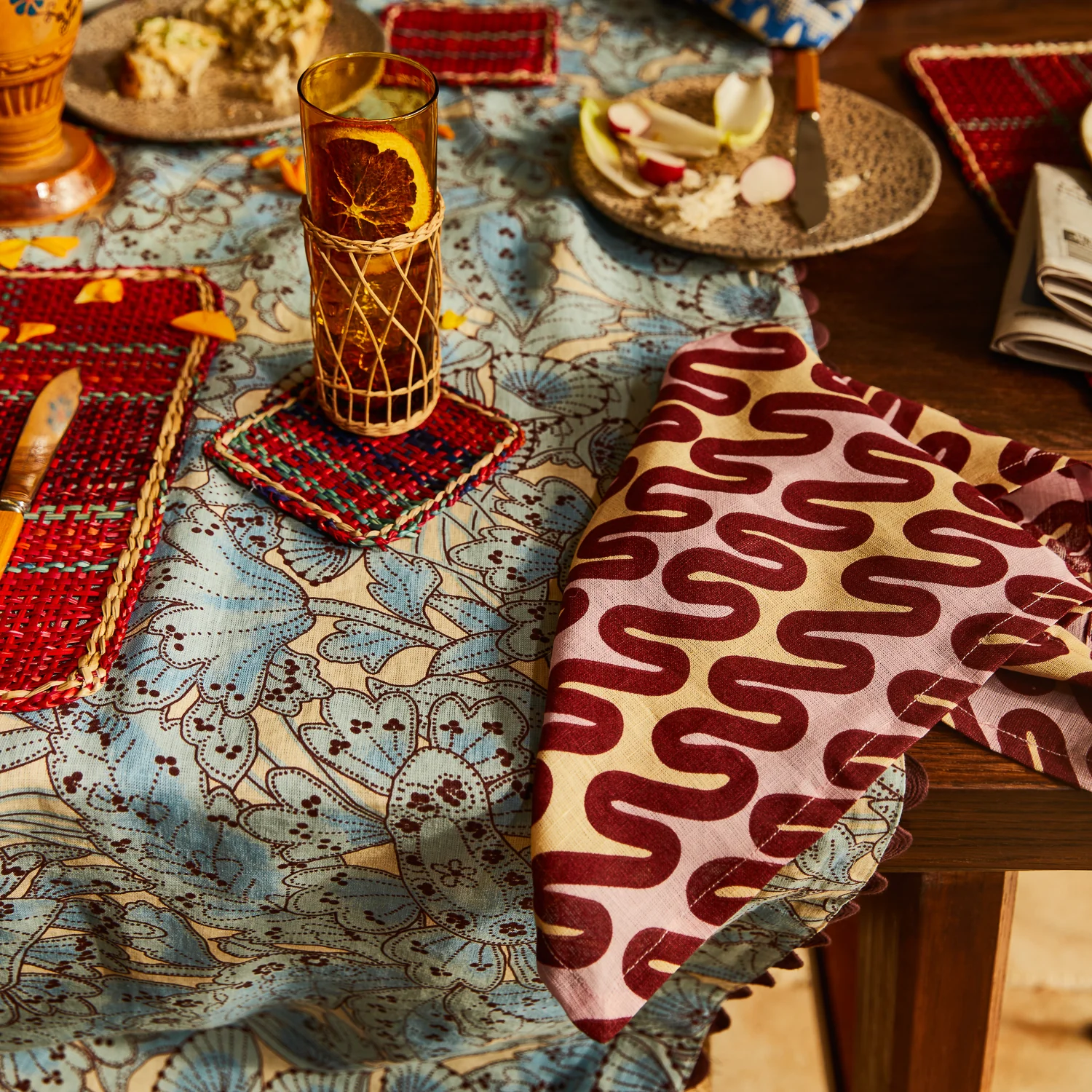Lucia Napkin Set - Crimson - Image 3