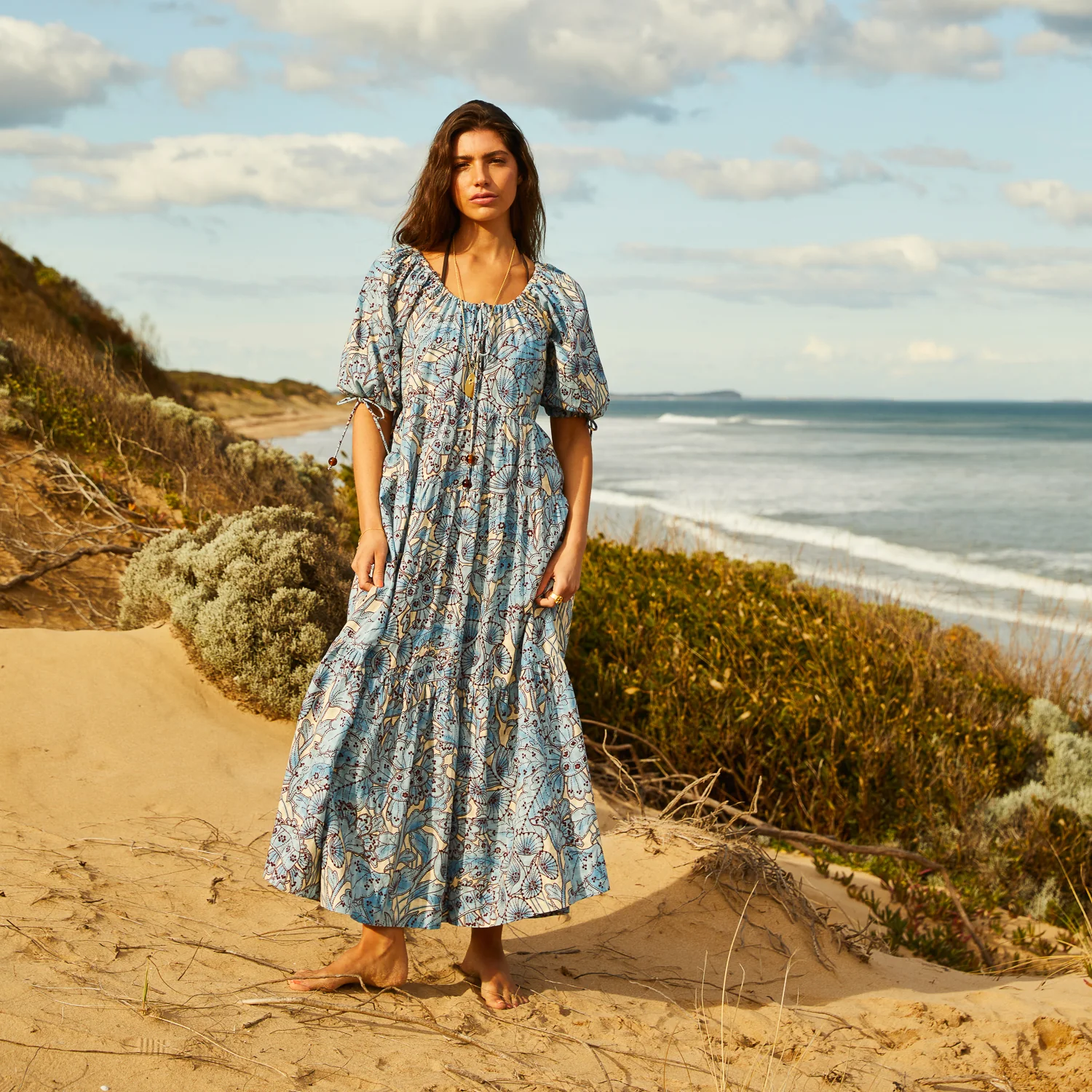 Lucia Tiered Maxi Dress - Cerulean - Image 2