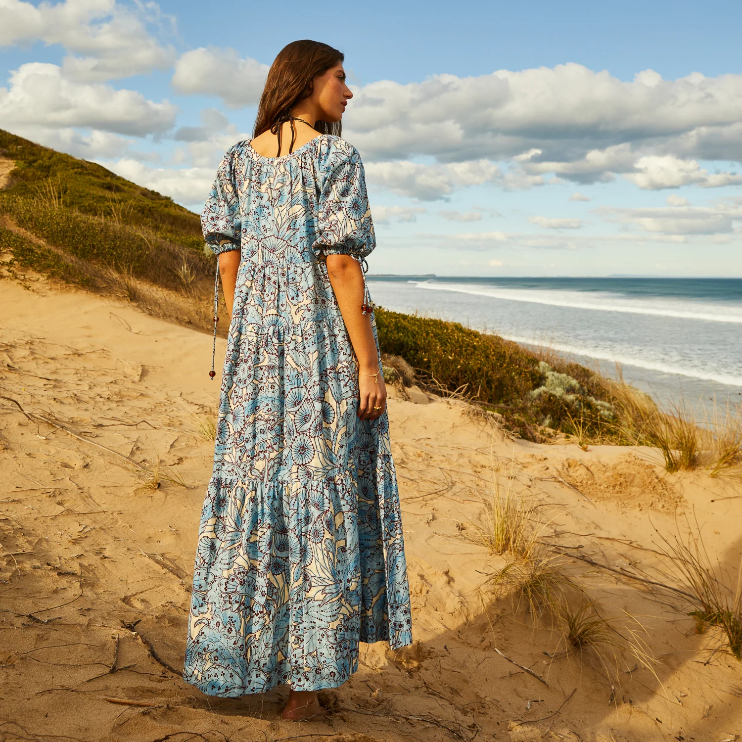 Lucia Tiered Maxi Dress - Cerulean - Image 8