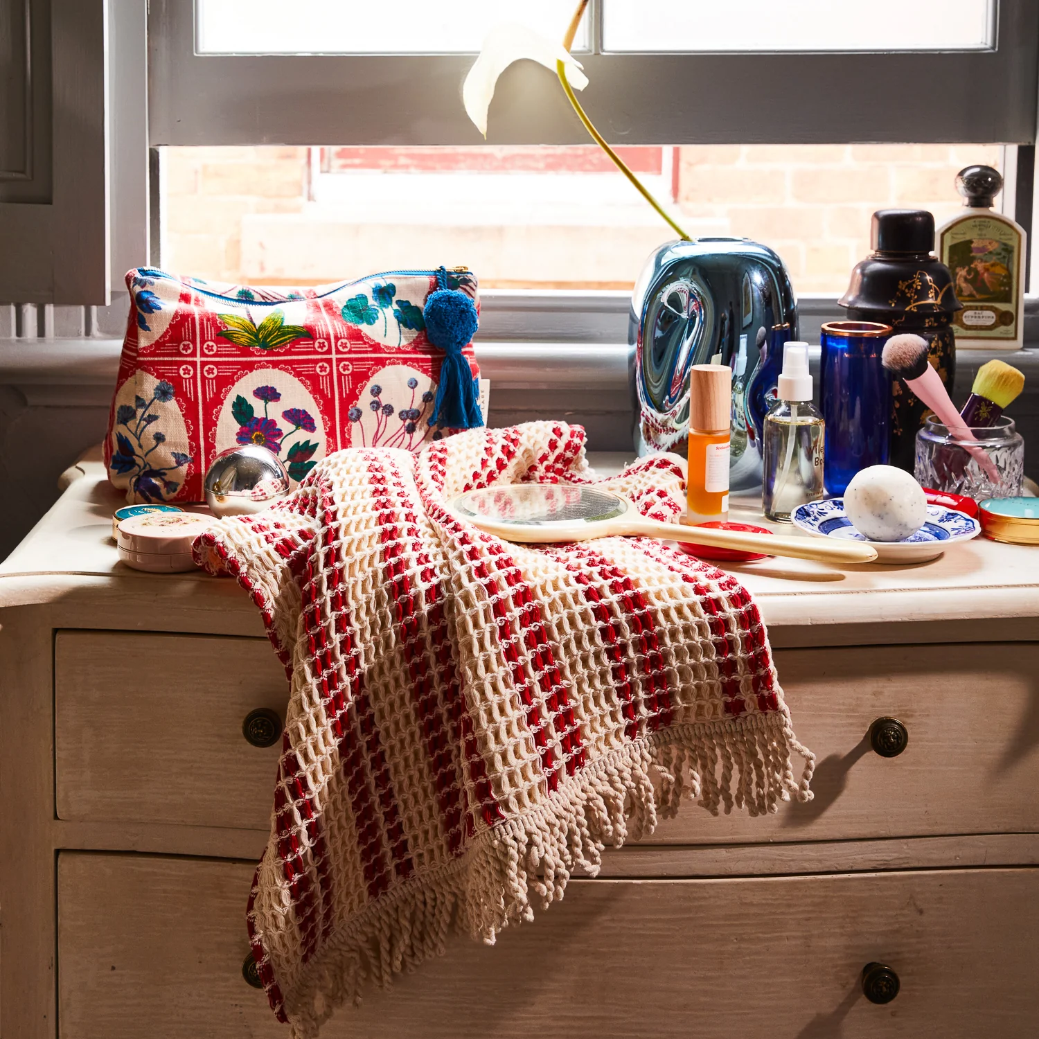 Lucien Waffle Hand Towel - Scarlet - Image 2