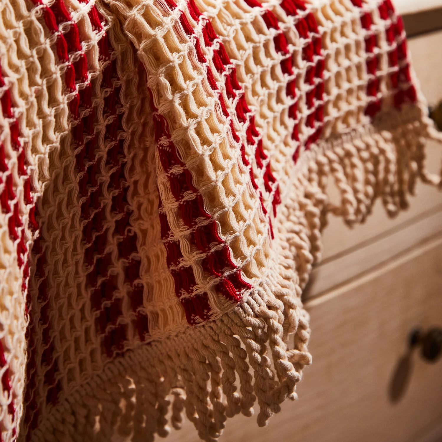 Lucien Waffle Hand Towel - Scarlet - Image 4