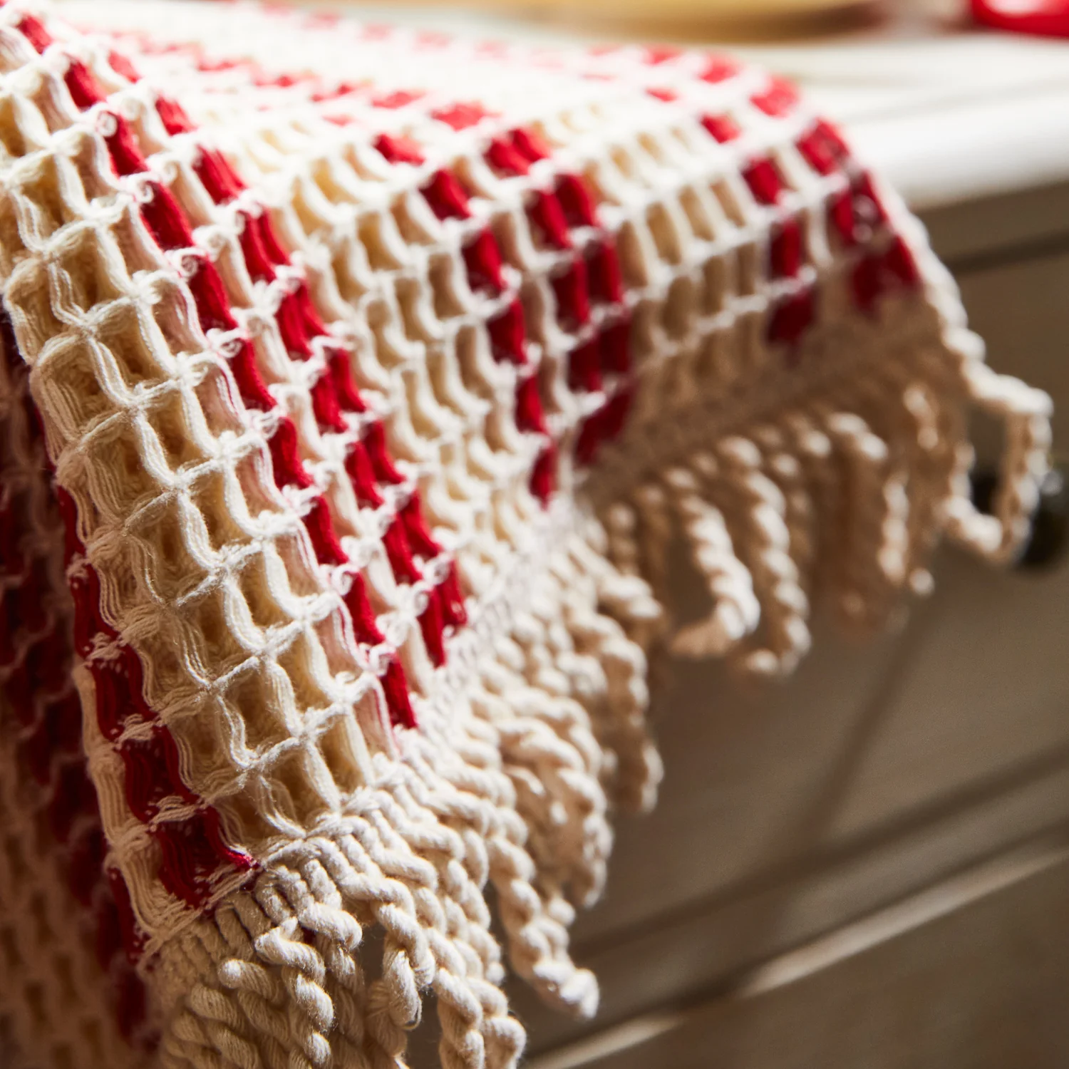Lucien Waffle Hand Towel - Scarlet - Image 5