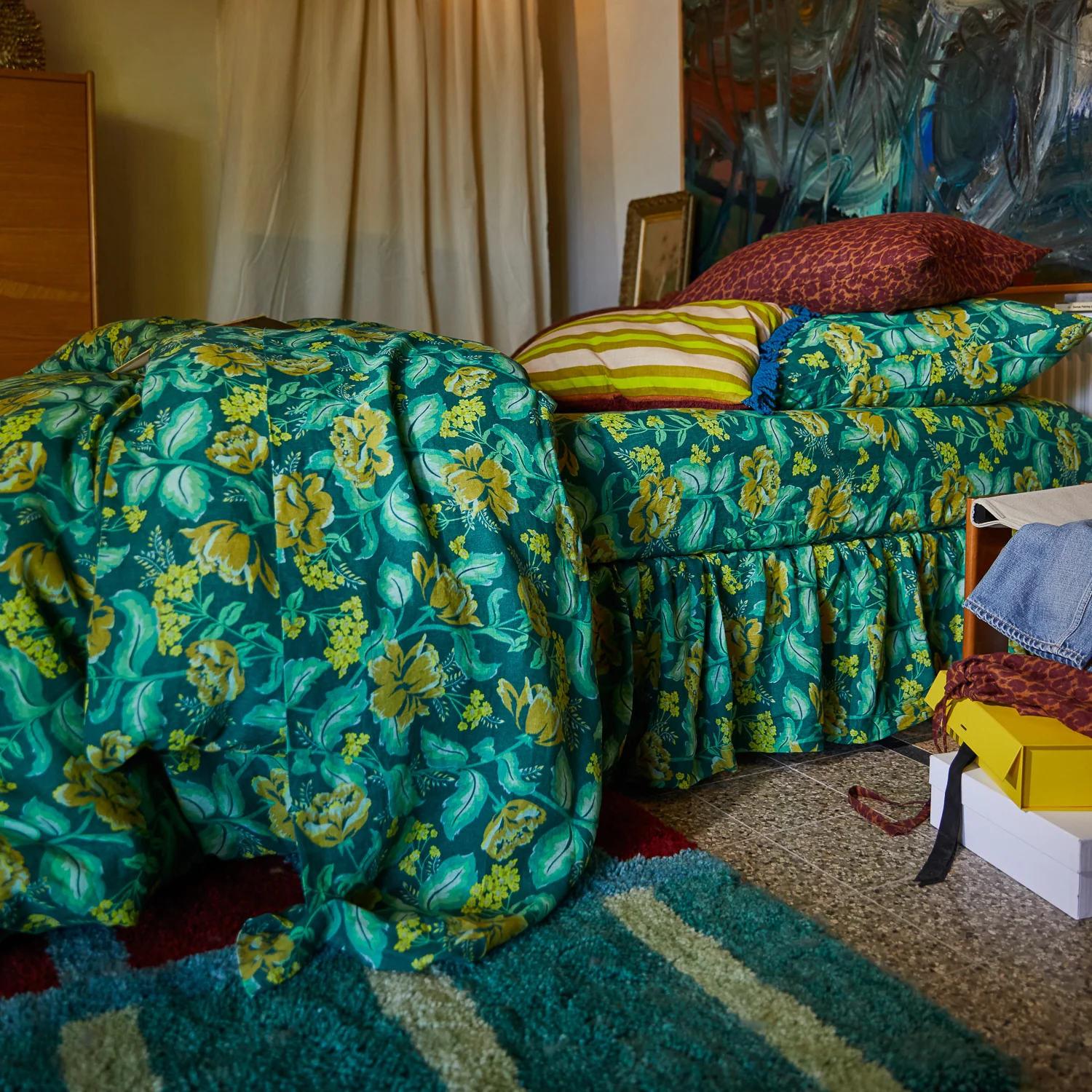 Margot Linen Quilt Cover - Forest - Image 5