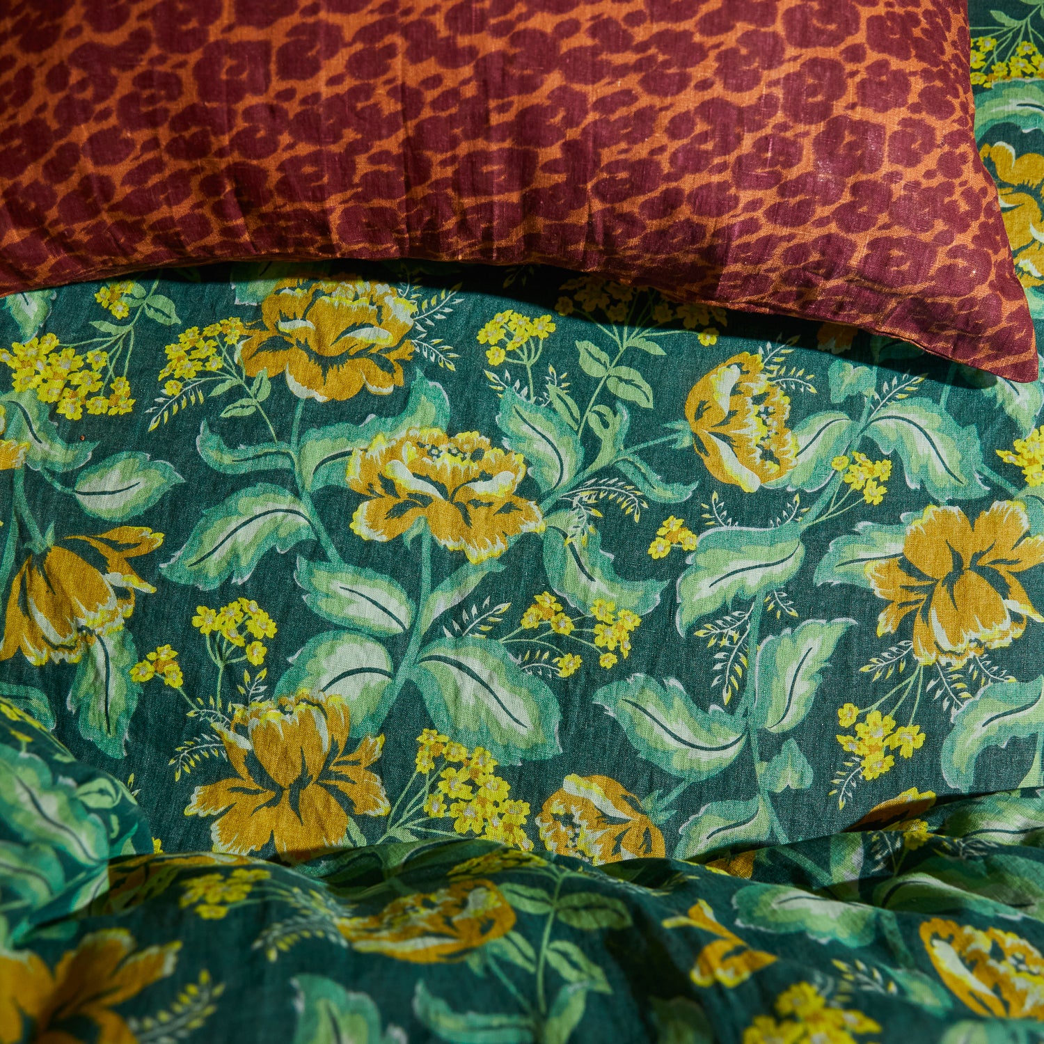 Margot Linen Quilt Cover - Forest - Image 7