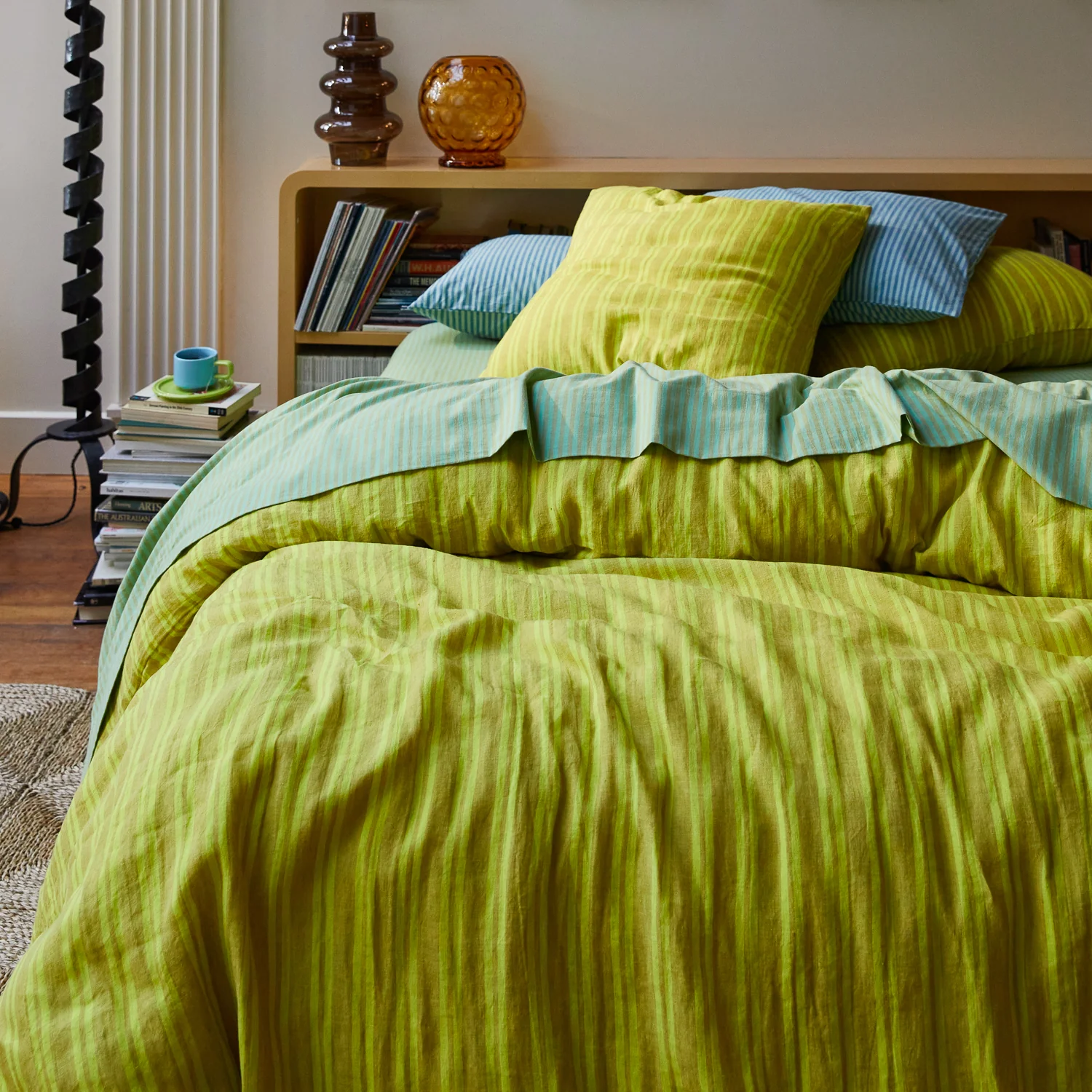 Nadine Linen Quilt Cover - Olive - Image 2