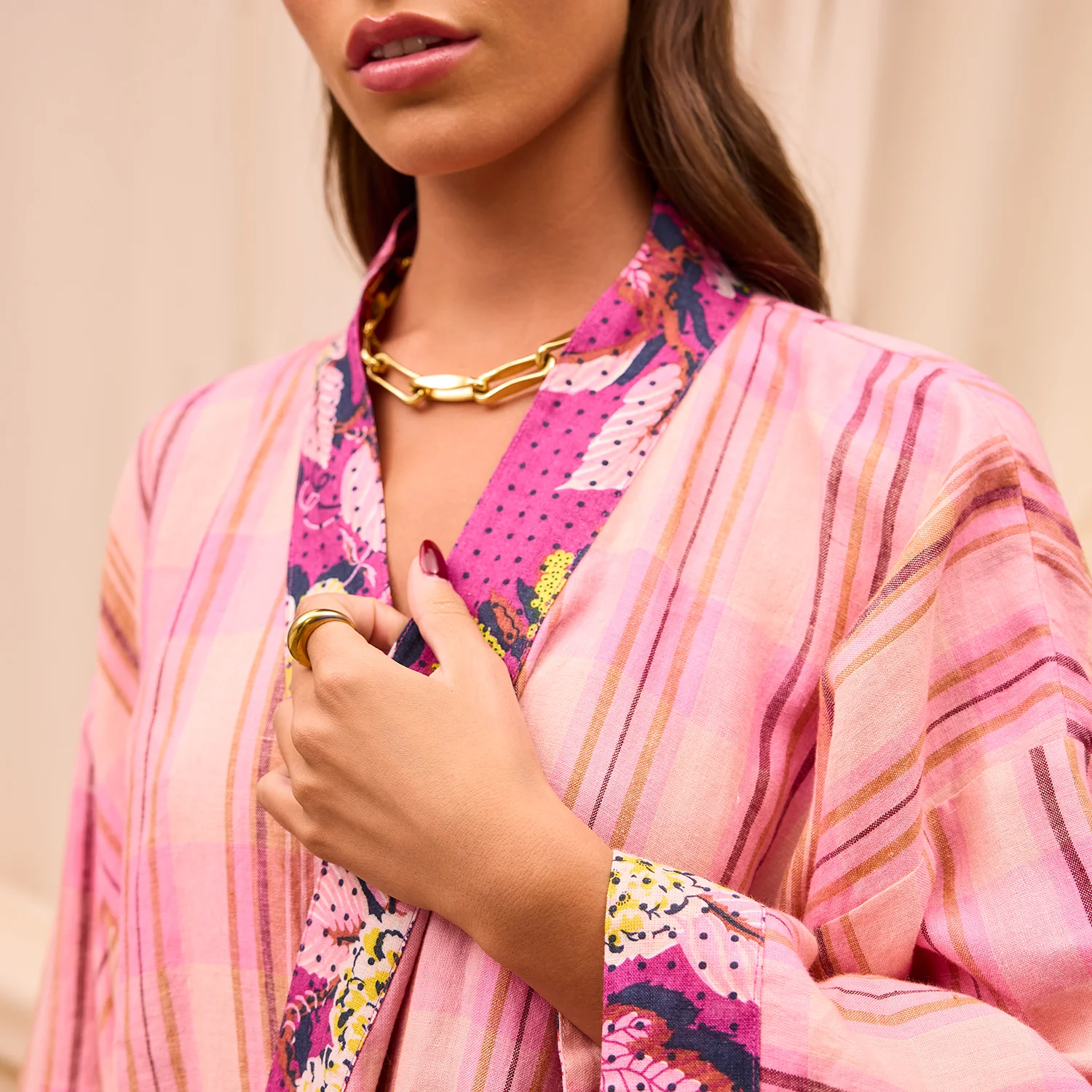 Nicolette Linen Robe - Poudre - Image 4