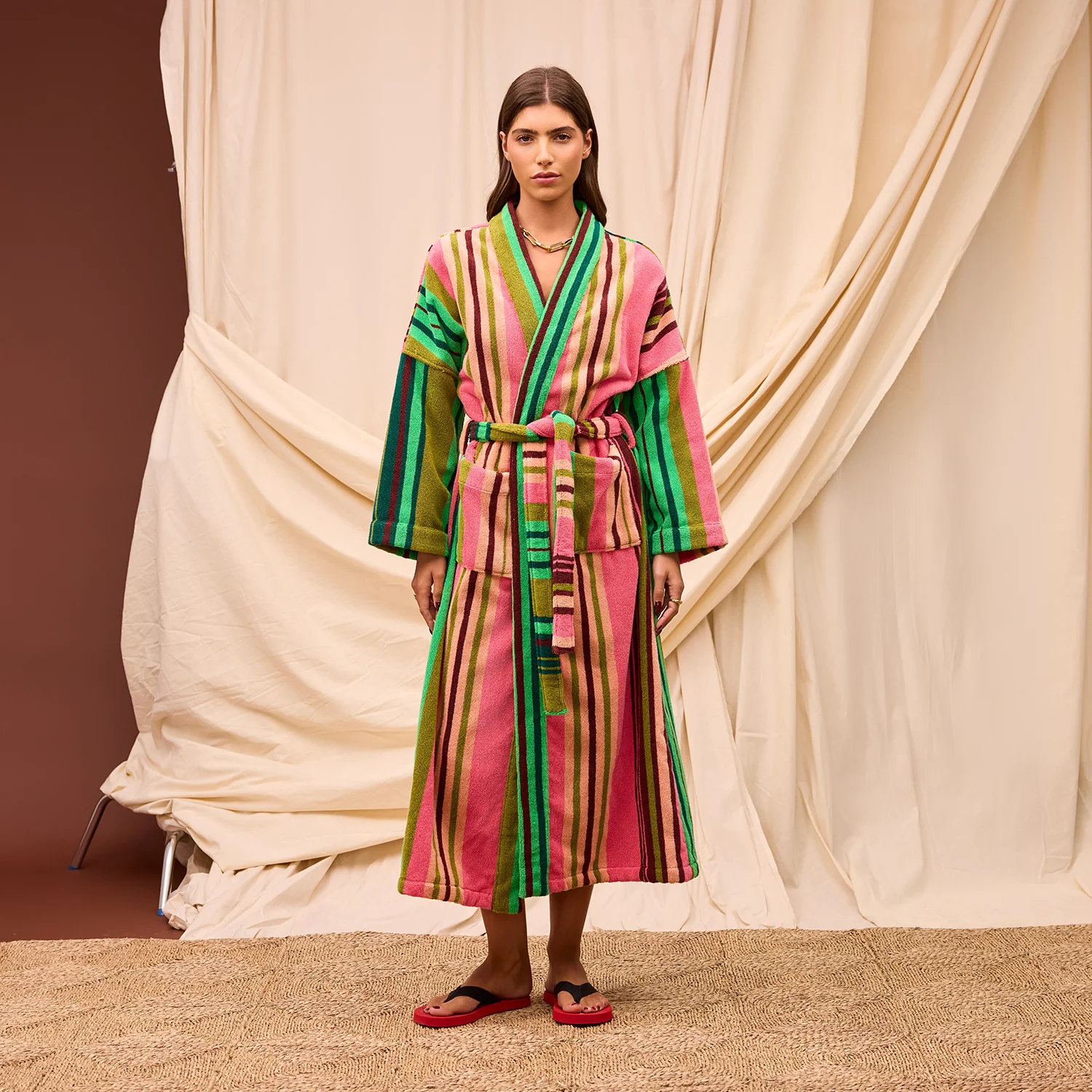 Nicolette Towelling Robe - Juniper - Image 3