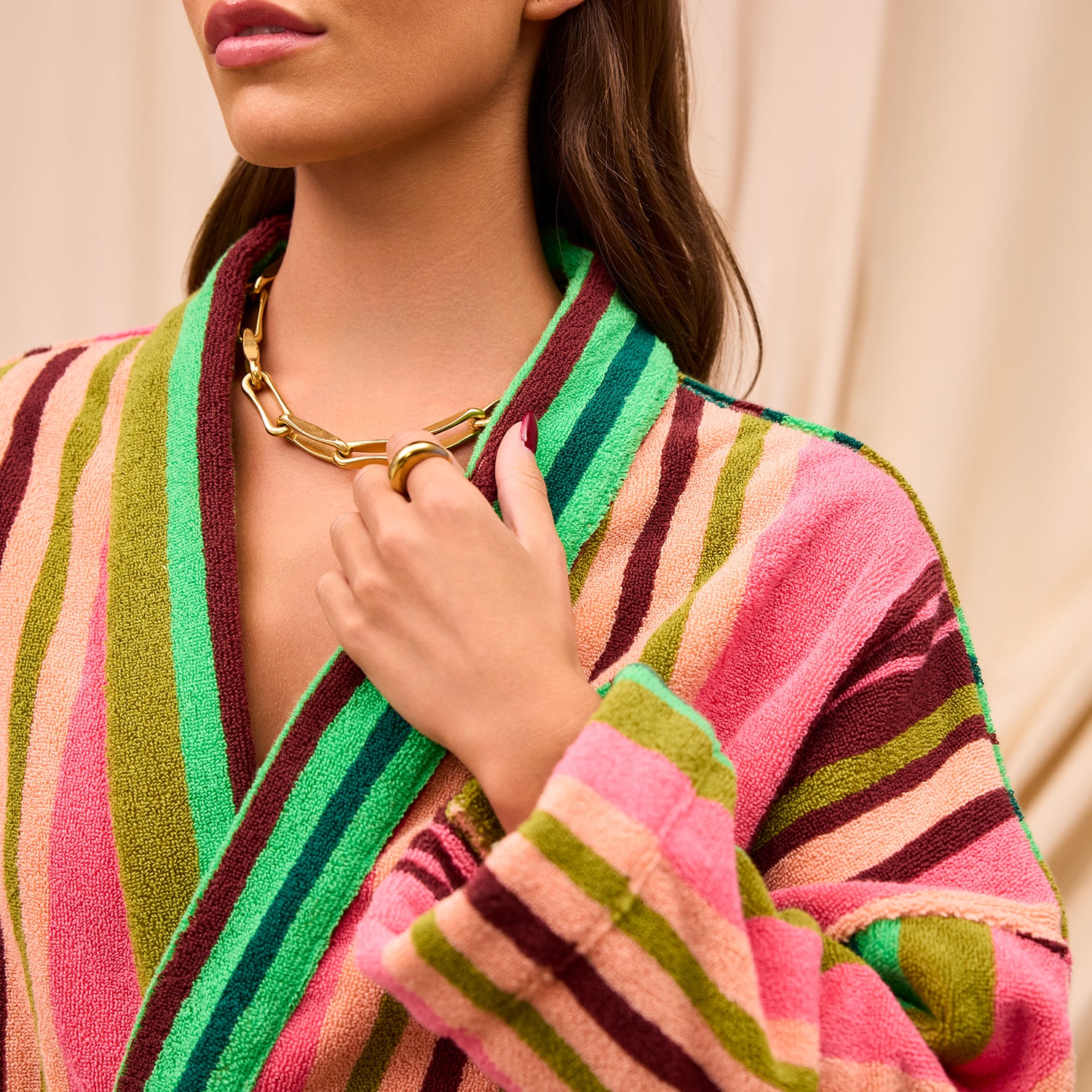 Nicolette Towelling Robe - Juniper - Image 4