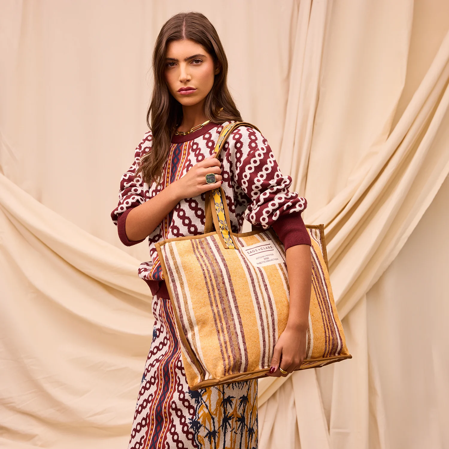 Nicolette Woven Tote Bag - Marigold - Image 3