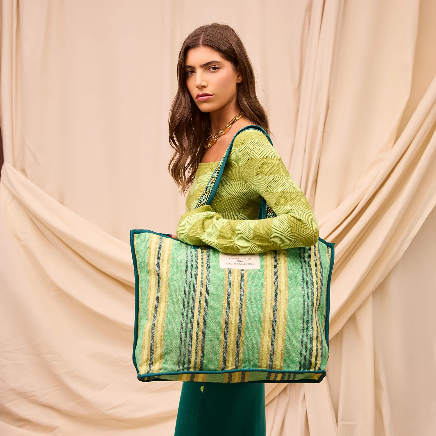 Nicolette Woven Tote Bag - Spring Green - Image 2