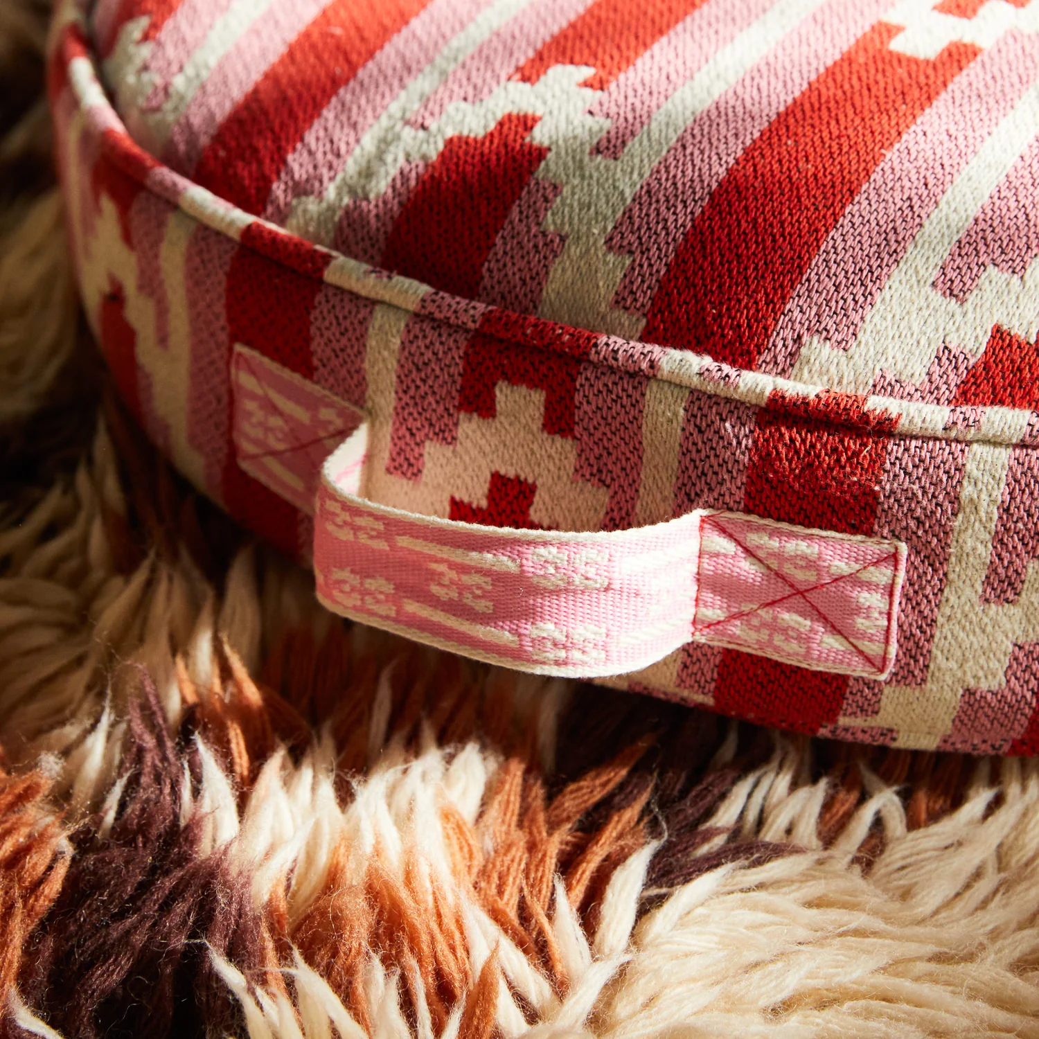 Nisha Round Floor Cushion - Chilli - Image 5
