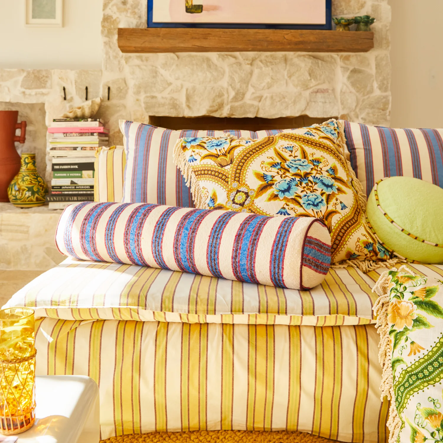 Selene Woven Bolster Cushion - Azure - Image 2