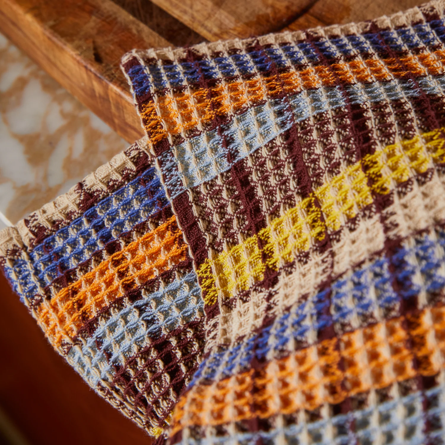 Stela Check Tea Towel - Cornflower - Image 3