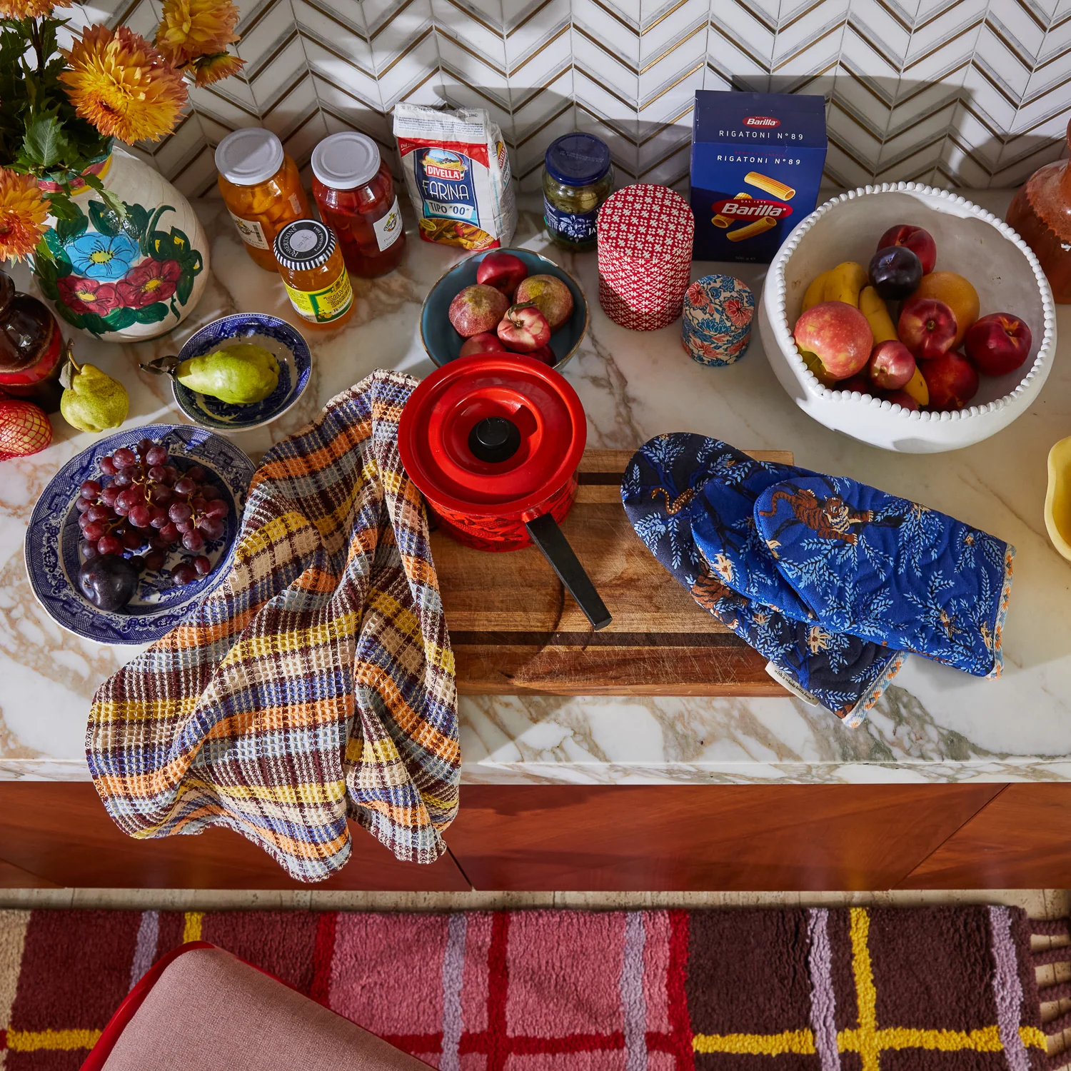Stela Check Tea Towel - Cornflower - Image 4