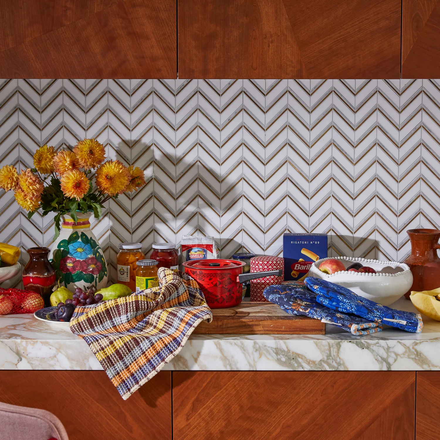 Stela Check Tea Towel - Cornflower - Image 5
