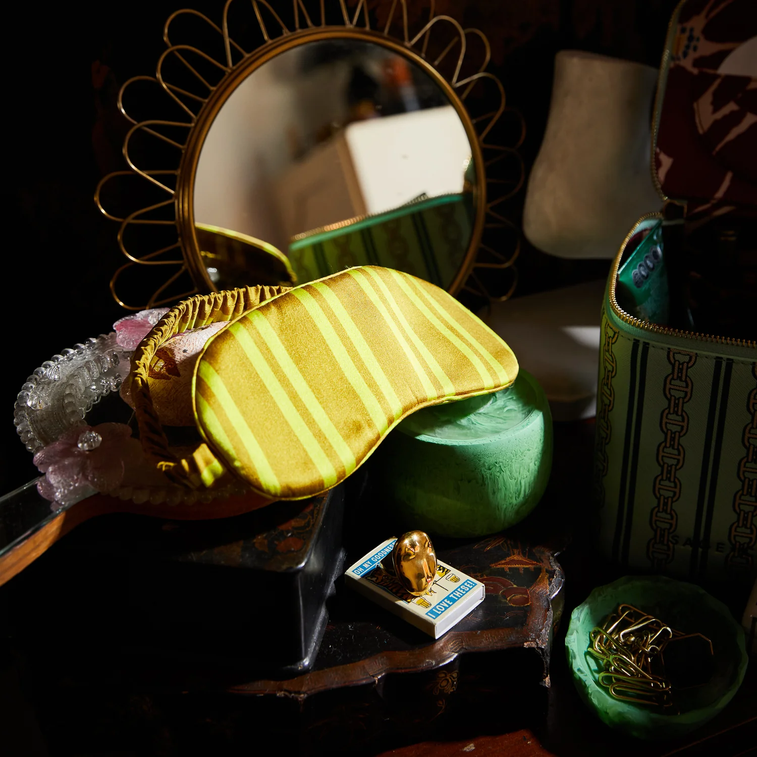 Taylor Silk Eye Mask - Olive - Image 4