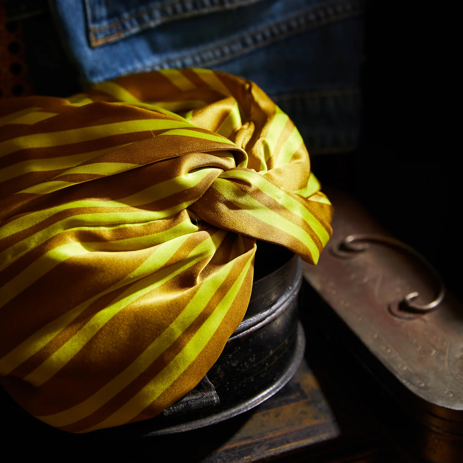 Taylor Silk Hair Turban - Olive - Image 3