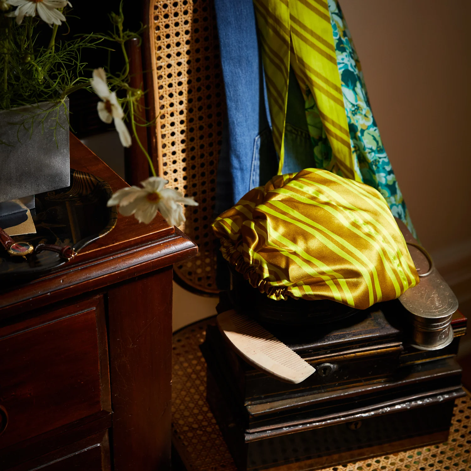 Taylor Silk Hair Turban - Olive - Image 4