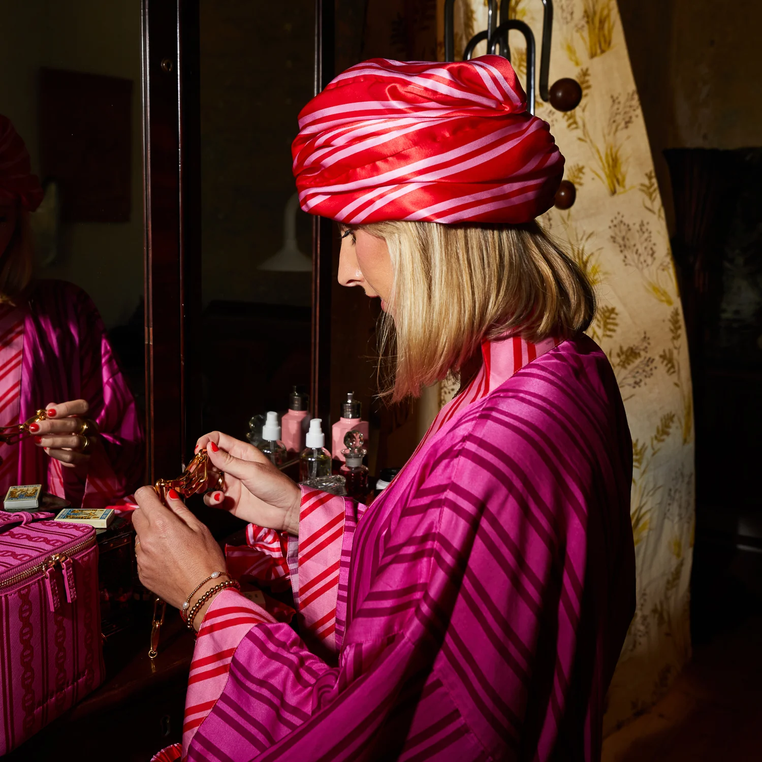 Taylor Silk Hair Turban - Scarlet - Image 2