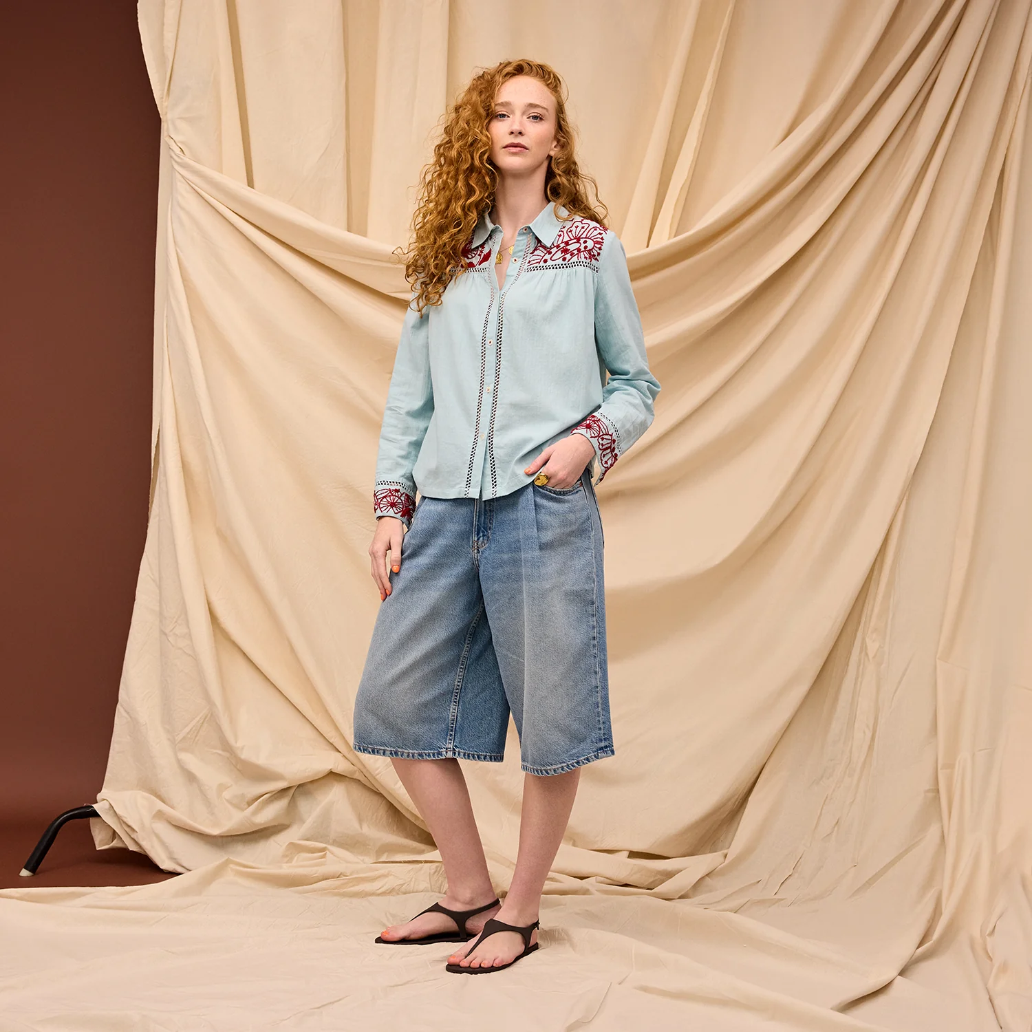Vivianna Embroidered Shirt - Cerulean - Image 7