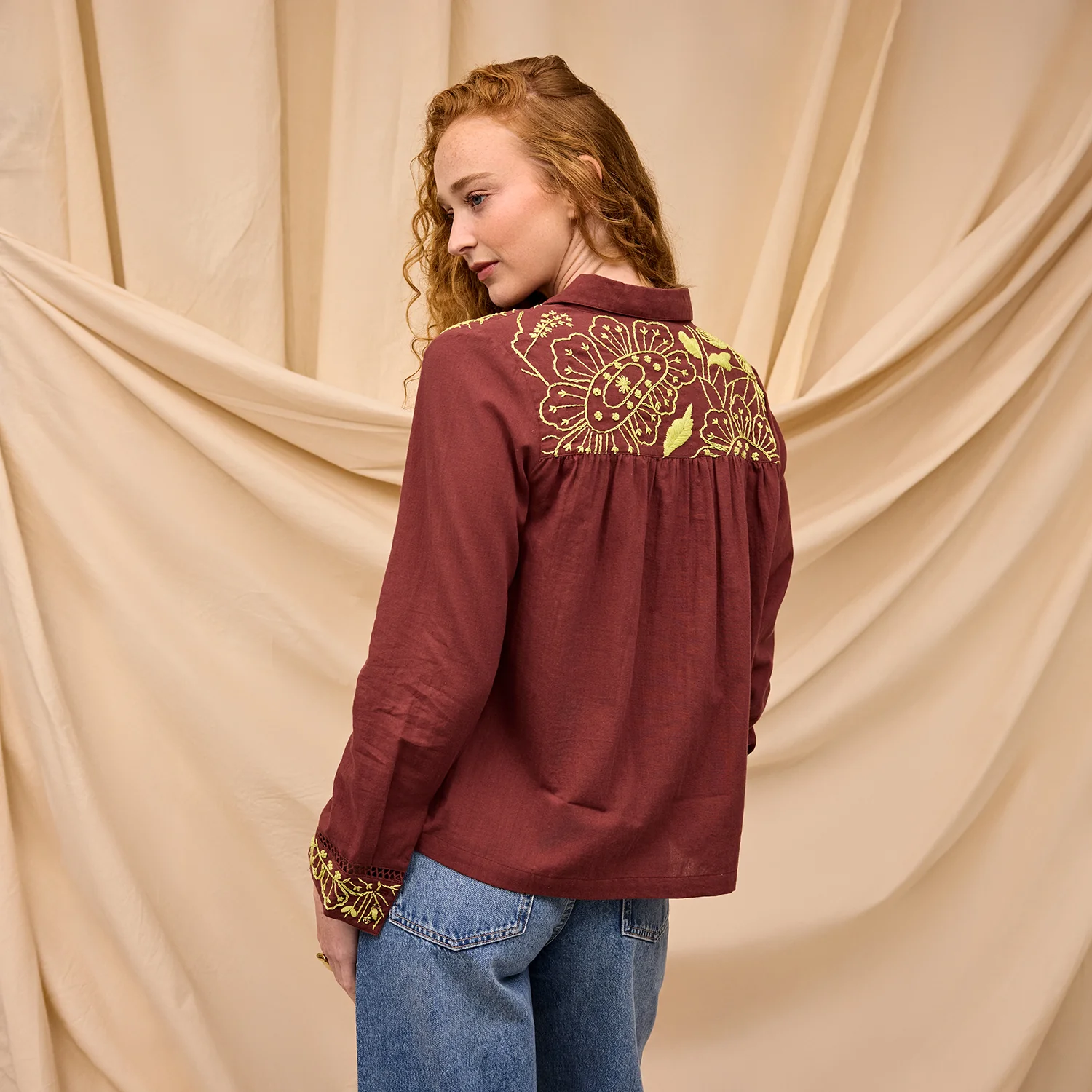 Vivianna Embroidered Shirt - Garnet - Image 5
