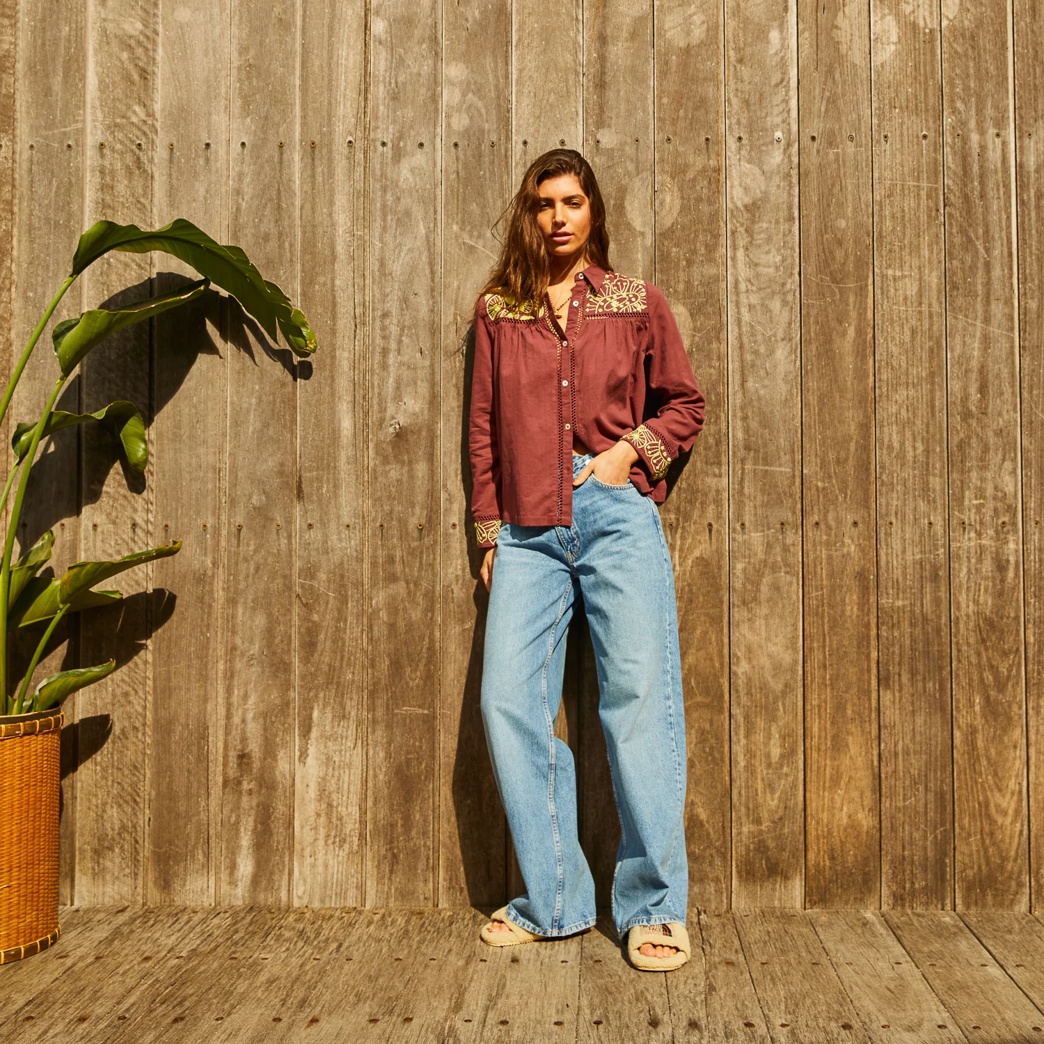 Vivianna Embroidered Shirt - Garnet - Image 9