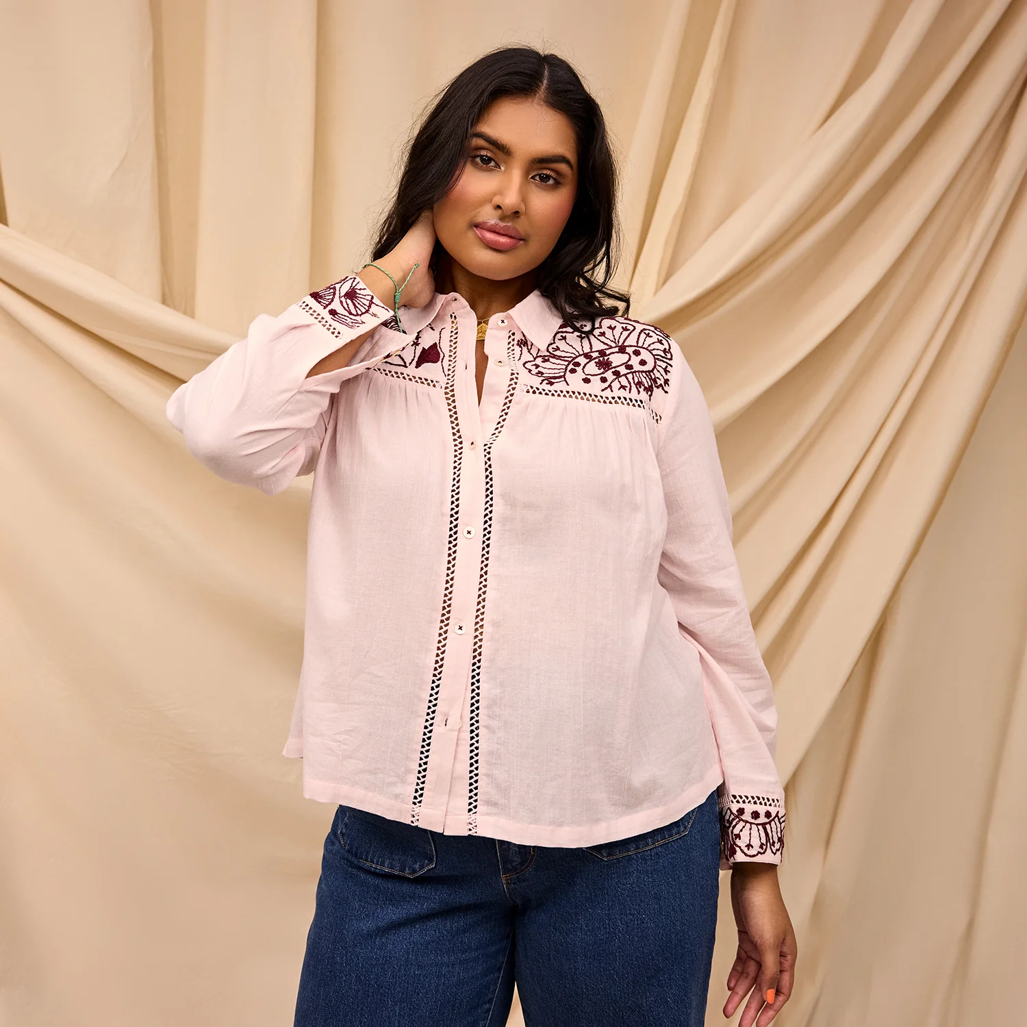 Vivianna Embroidered Shirt - Pink Salt - Image 2