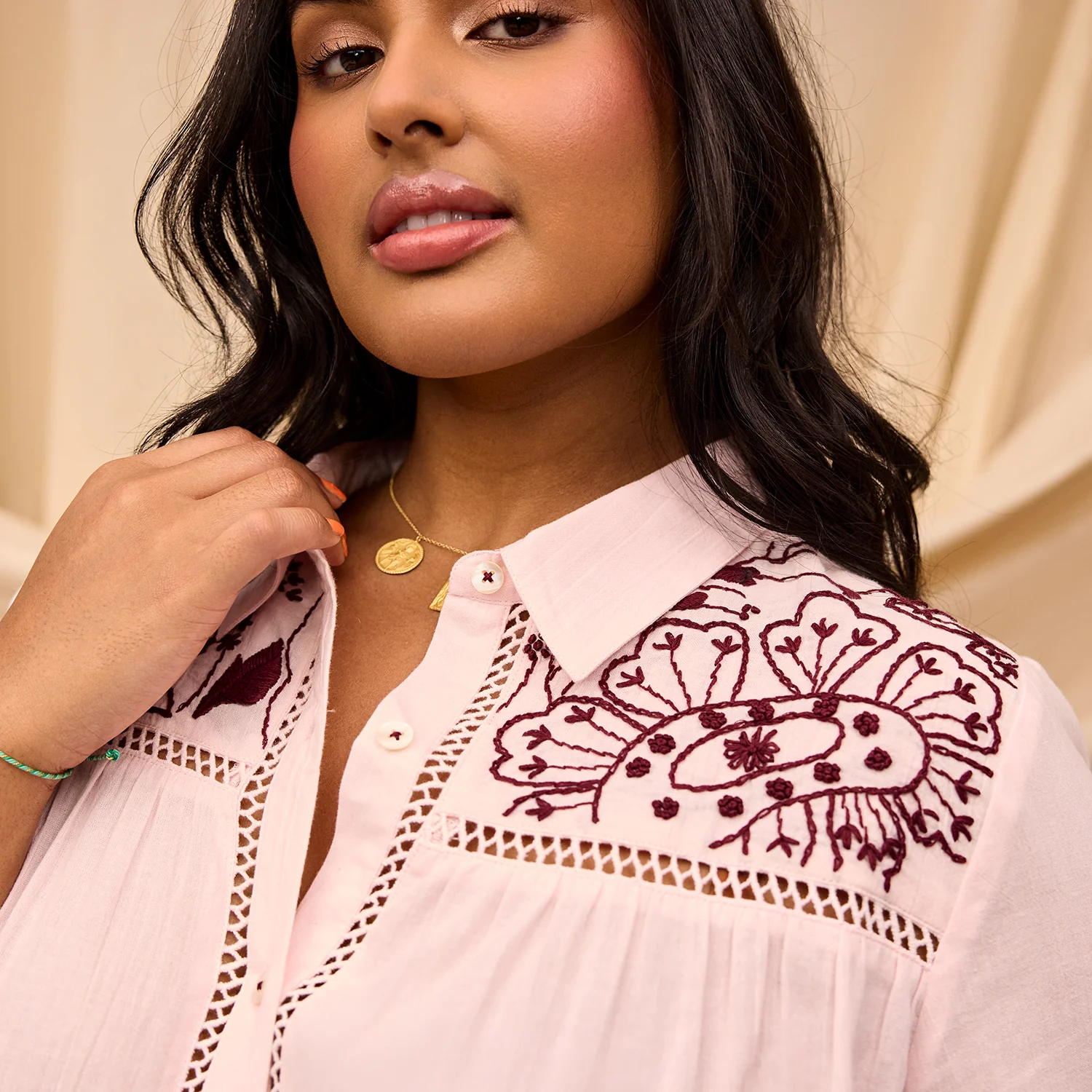 Vivianna Embroidered Shirt - Pink Salt - Image 3