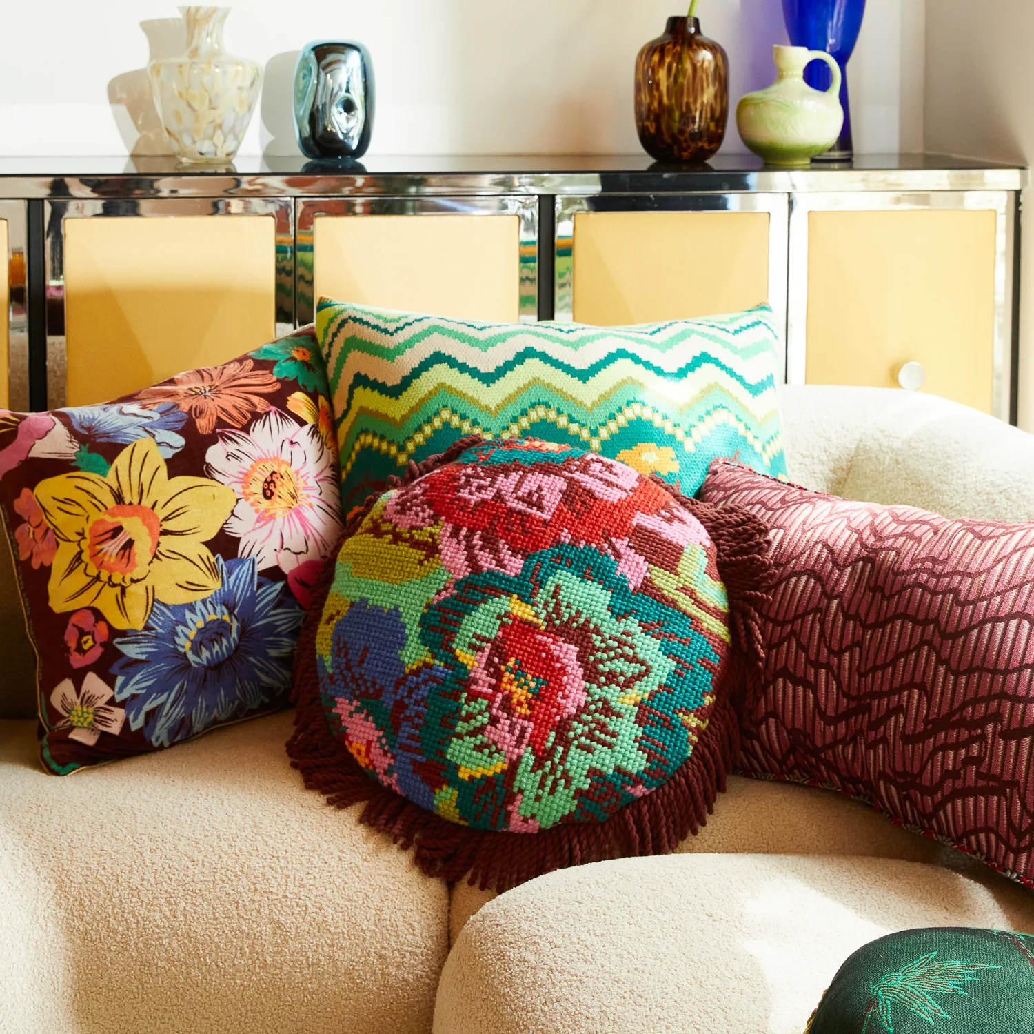 Zita Cross Stitch Cushion - Image 2